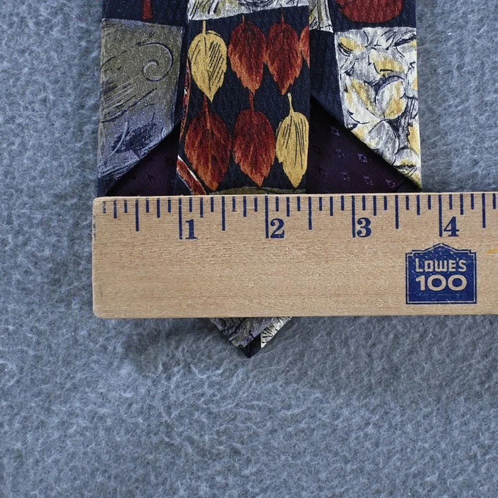 Marc Andrew Mens Vintage Patchwork Leaf Silk Necktie OS Black Multicolor